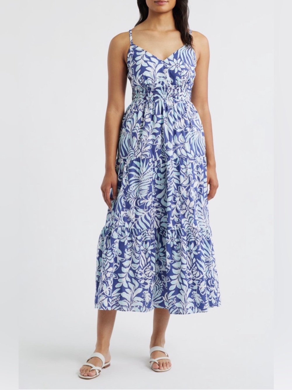 Lilly Pulitzer Zanna Cotton Midi Dress Sapphire Pool Summer Shorelines Resort